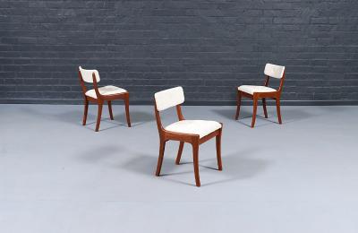Peter Hayward Mid Century Modern Teak Tweed Dining Chairs by Peter Hayward