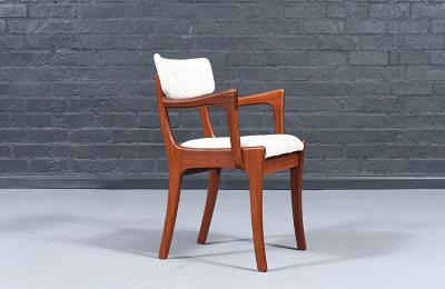 Peter Hayward Mid Century Modern Teak Tweed Dining Chairs by Peter Hayward