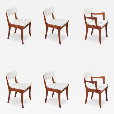 Peter Hayward Mid Century Modern Teak Tweed Dining Chairs by Peter Hayward