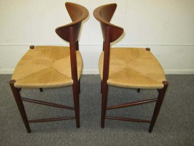 Peter Hvidt Orla M lgaard Nielsen Pair of Hvidt Molgaard Teak Dining Chairs Mid century Danish Modern