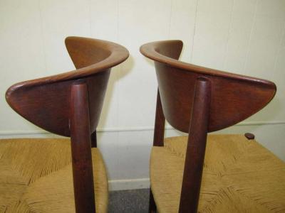 Peter Hvidt Orla M lgaard Nielsen Pair of Hvidt Molgaard Teak Dining Chairs Mid century Danish Modern