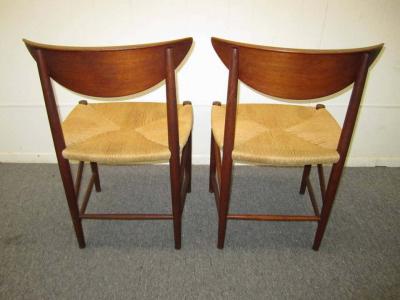 Peter Hvidt Orla M lgaard Nielsen Pair of Hvidt Molgaard Teak Dining Chairs Mid century Danish Modern