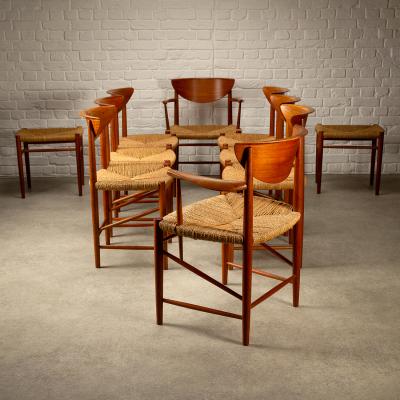Peter Hvidt Orla M lgaard Nielsen Set of 10 Model 317 316 Dining Chairs and Stools by Hvidt and M lgaard Nielsen