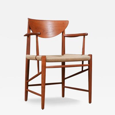 Peter Hvidt Peter Hvidt Model 317 Teak Rush Chord Desk Arm Chair