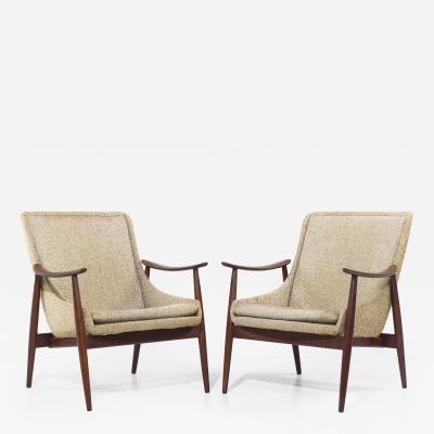 Peter Hvidt Peter Hvidt Style Mid Century Danish Teak Lounge Chairs Pair