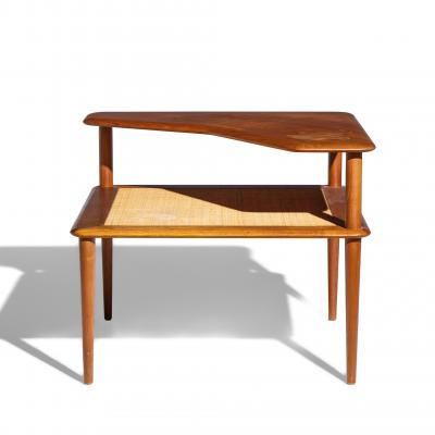 Peter Hvidt Peter Hvidt for France and Son Mid Century Danish Teak and Rattan Corner Table