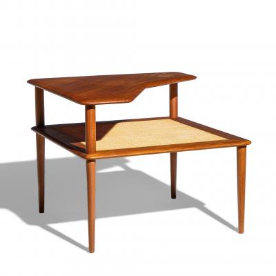 Peter Hvidt Peter Hvidt for France and Son Mid Century Danish Teak and Rattan Corner Table