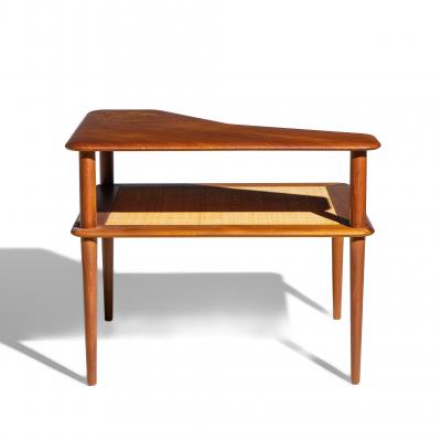 Peter Hvidt Peter Hvidt for France and Son Mid Century Danish Teak and Rattan Corner Table