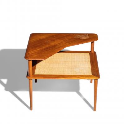 Peter Hvidt Peter Hvidt for France and Son Mid Century Danish Teak and Rattan Corner Table