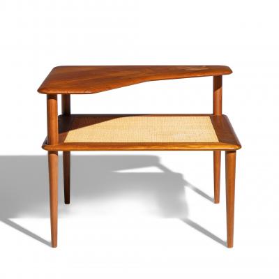 Peter Hvidt Peter Hvidt for France and Son Mid Century Danish Teak and Rattan Corner Table