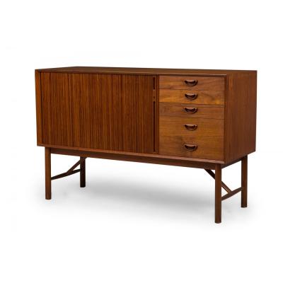 Peter Hvidt for S borg M bler Danish Mid Century Teak Cabinet with Small Tambour