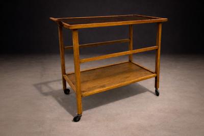 Peter Kraft Brazilian Modern Bar Cart with Adjustable Shelves Hardwood Peter Kraft 1960s