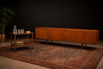 Peter Kraft Brazilian Modern Bar Cart with Adjustable Shelves Hardwood Peter Kraft 1960s