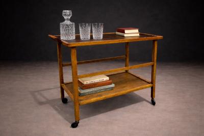 Peter Kraft Brazilian Modern Bar Cart with Adjustable Shelves Hardwood Peter Kraft 1960s