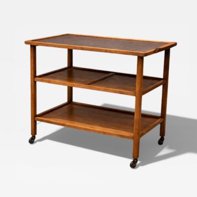 Peter Kraft Brazilian Modern Bar Cart with Adjustable Shelves Hardwood Peter Kraft 1960s