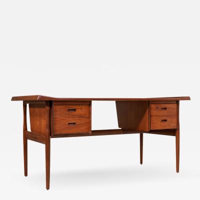 Peter L vig Nielsen Peter Lovig Nielsen Danish Modern Executive Sculpted Teak Desk by Peter Lovig Nielsen