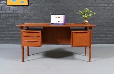 Peter L vig Nielsen Peter Lovig Nielsen Danish Modern Floating Top Desk by Peter Lovig Nielsen