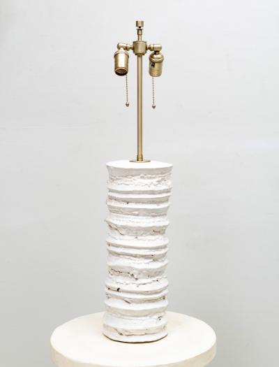 Peter Lane Pair of Bespoke Sculptural Ceramic Accordion Lamps