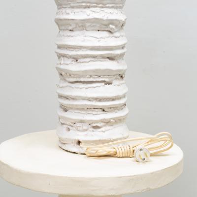 Peter Lane Pair of Bespoke Sculptural Ceramic Accordion Lamps