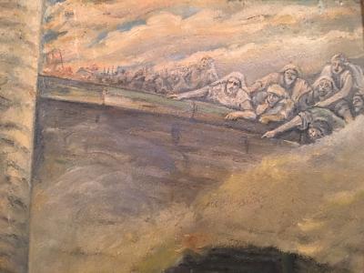 Peter Maier MID CENTURY MEDIEVAL SACRIFICE TO LION DEN PAINTING