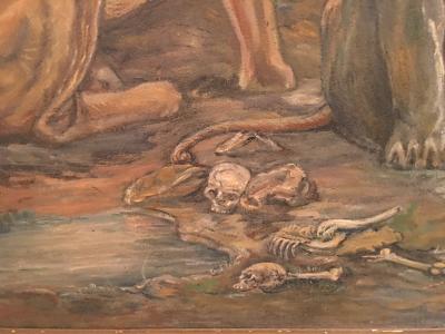 Peter Maier MID CENTURY MEDIEVAL SACRIFICE TO LION DEN PAINTING