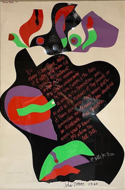 Peter Max By Samuel Martin 1971 Poster John Donne For Whom the Bell Tolls in Vivid Color