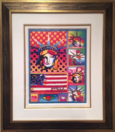 Peter Max Five Liberties and Flag