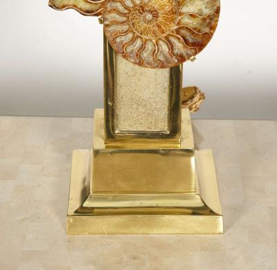 Peter Van Heeck 1970s bronze lamp with ammonite by Peter Van Heeck