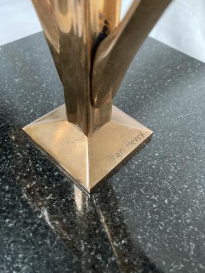 Peter Van Heeck Pair of sculptural bronze table lamps by Peter van Heeck