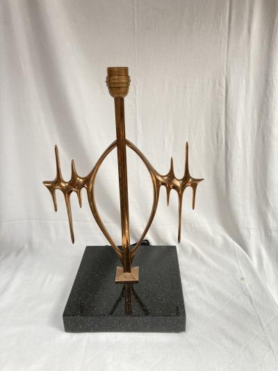 Peter Van Heeck Pair of sculptural bronze table lamps by Peter van Heeck