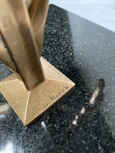 Peter Van Heeck Pair of sculptural bronze table lamps by Peter van Heeck