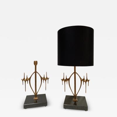 Peter Van Heeck Pair of sculptural bronze table lamps by Peter van Heeck