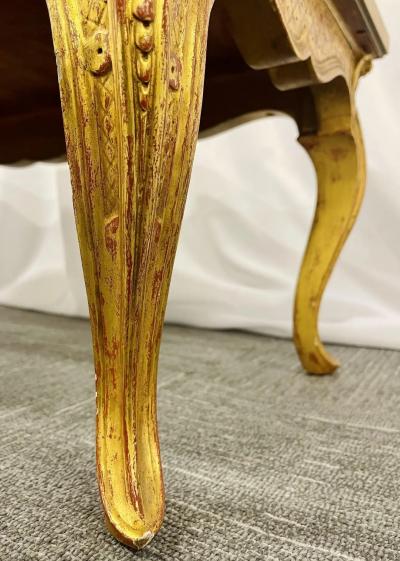 Petite Hollywood Regency Style Coffee Table Giltwood Base Antiqued Mirror Top