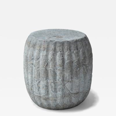 Petite Melon Stone Drum with Fruit Flora