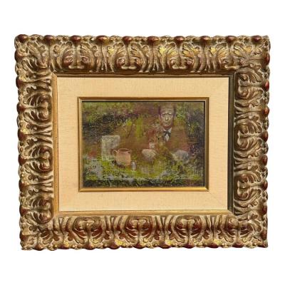 Petite Original Jean Charles Bouloc Oil Painting of a Man