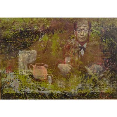 Petite Original Jean Charles Bouloc Oil Painting of a Man