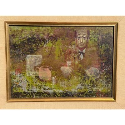 Petite Original Jean Charles Bouloc Oil Painting of a Man