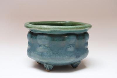 Petite Vintage Blue and Green Studio Pottery Square Planter by Deanna Nichols