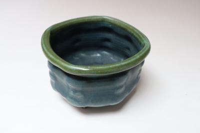 Petite Vintage Blue and Green Studio Pottery Square Planter by Deanna Nichols