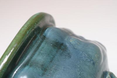 Petite Vintage Blue and Green Studio Pottery Square Planter by Deanna Nichols