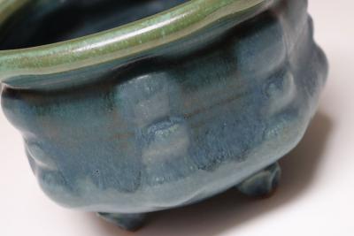 Petite Vintage Blue and Green Studio Pottery Square Planter by Deanna Nichols