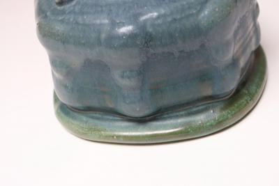 Petite Vintage Blue and Green Studio Pottery Square Planter by Deanna Nichols