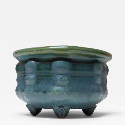 Petite Vintage Blue and Green Studio Pottery Square Planter by Deanna Nichols