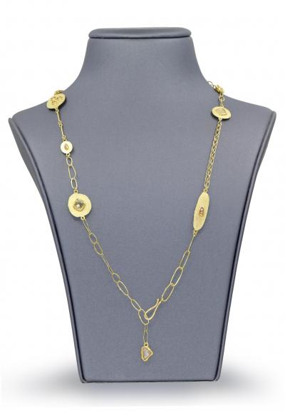 Petra Class Natural Rose Cut Diamond 22k 18k Gold Multichain Long Necklace Petra Class 2024