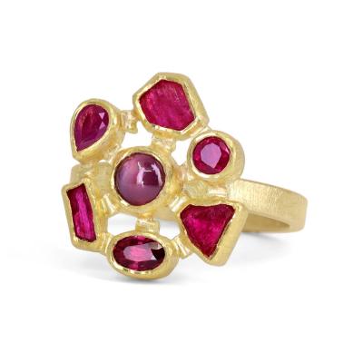 Petra Class One of a Kind Ruby 22k Gold Mosaic Ring Petra Class 2024