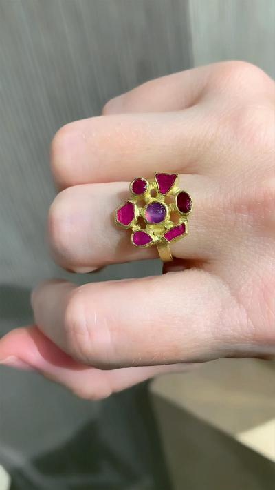 Petra Class One of a Kind Ruby 22k Gold Mosaic Ring Petra Class 2024