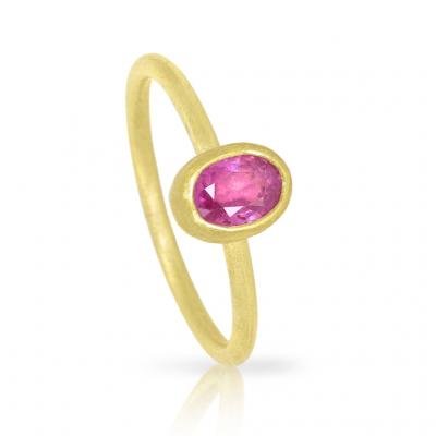 Petra Class Petra Class Faceted Ruby Gold Oval Stack Ring