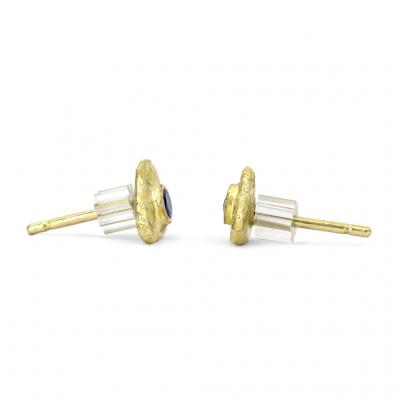 Petra Class Petra Class Tiny Blue Sapphire Gold Lava Stud Earrings