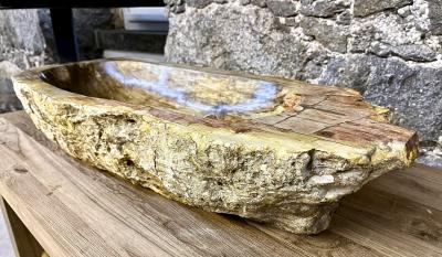 Petrified Wood Sink Beige Yellow Brown Tones Organic Modern Top Quality