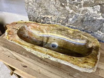 Petrified Wood Sink Beige Yellow Brown Tones Organic Modern Top Quality